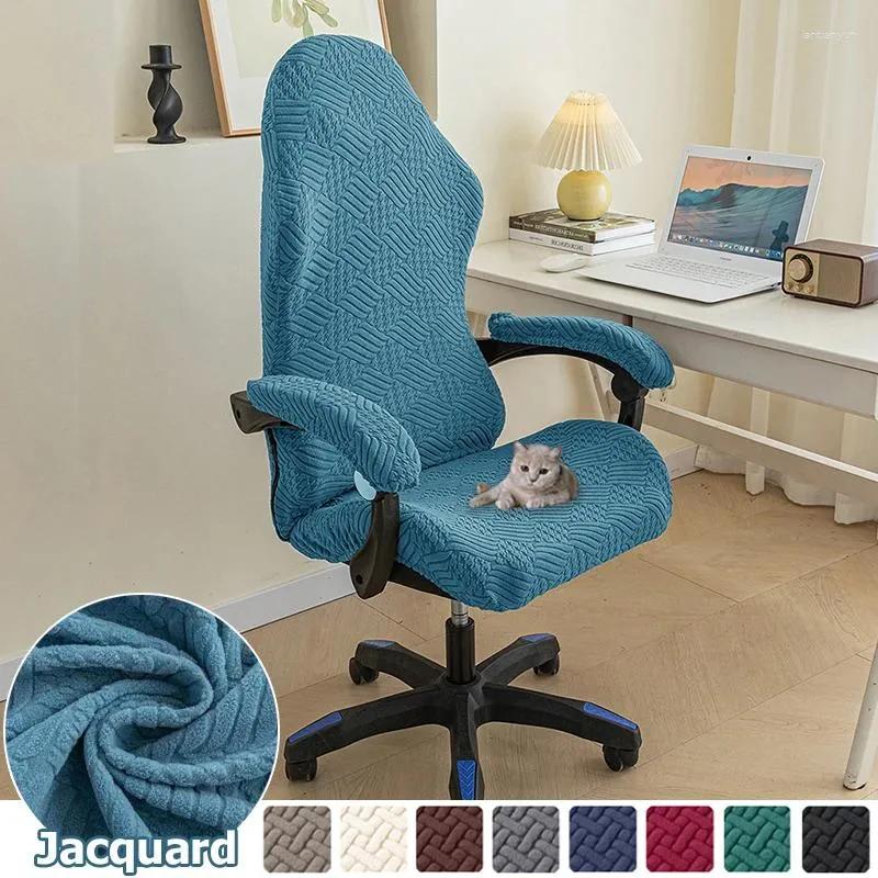Stol Cover Stripe Jacquard Game Cover för Office Internet Cafe Solid Decor Computer Armest Gaming Seat With SlipCovers 1Set