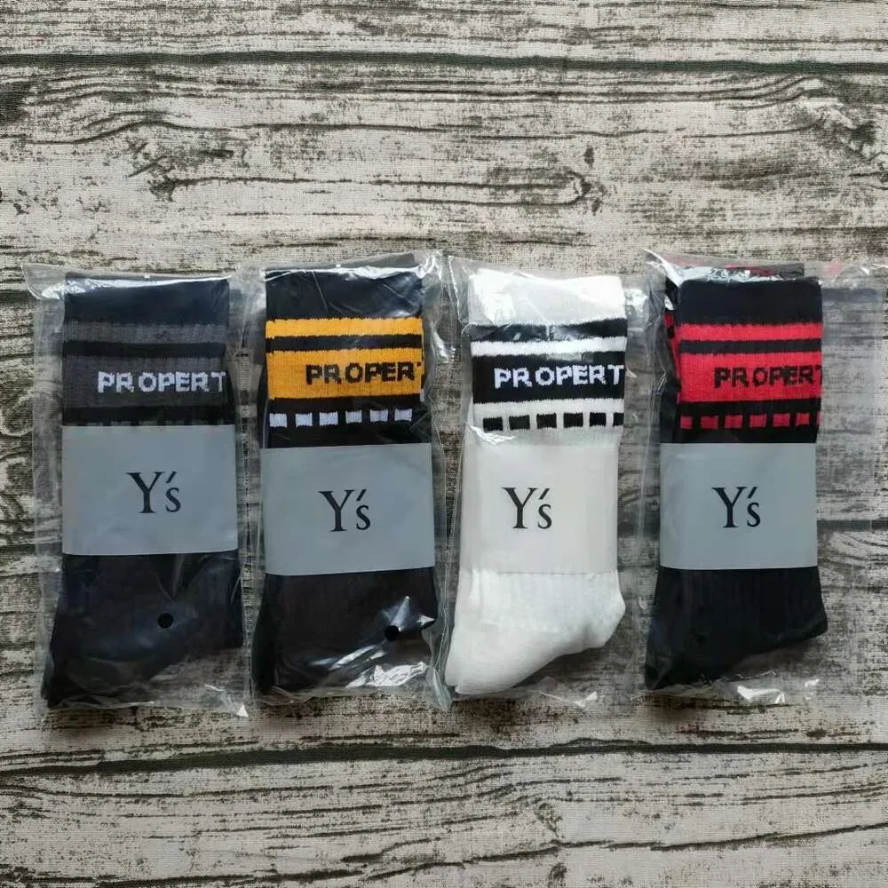Men's Socks Yamamoto Yuki Ys Mens and Womens Mid Length Sports Cotton Socks Letter Stripe Couple Comfortable Casual Socks 8d77