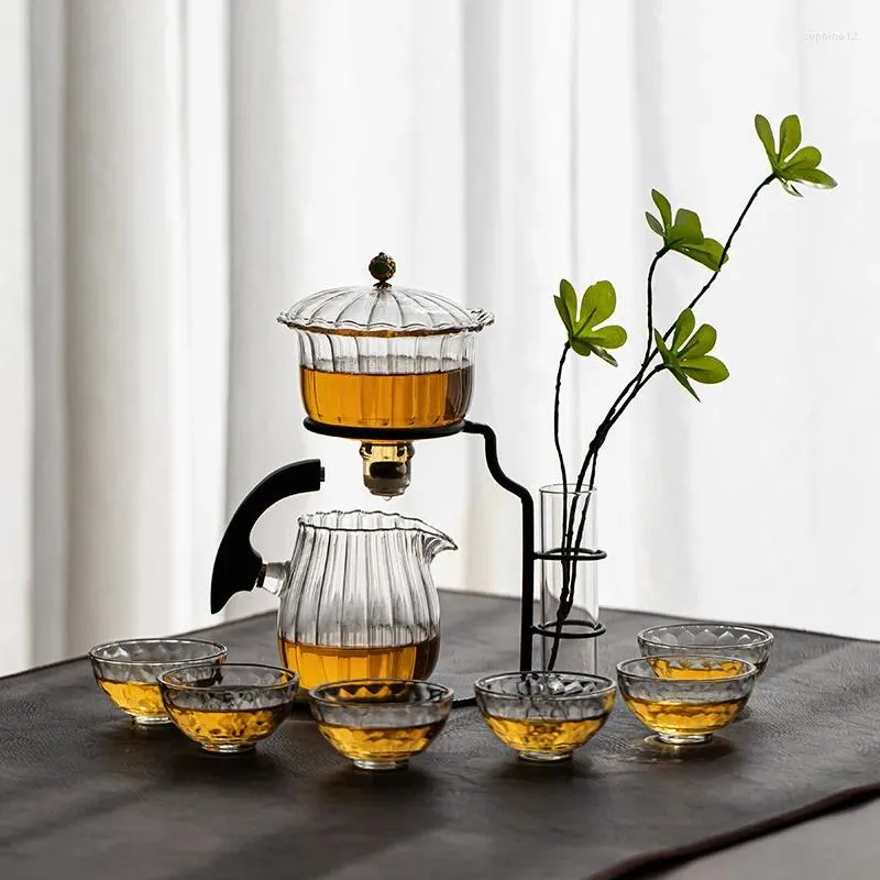 Zestawy herbaciarskie Kreatywne układy kwiatowe szkło leniwe automatyczne wytwarzanie herbaty domowe zestaw zapachowy picie infuser