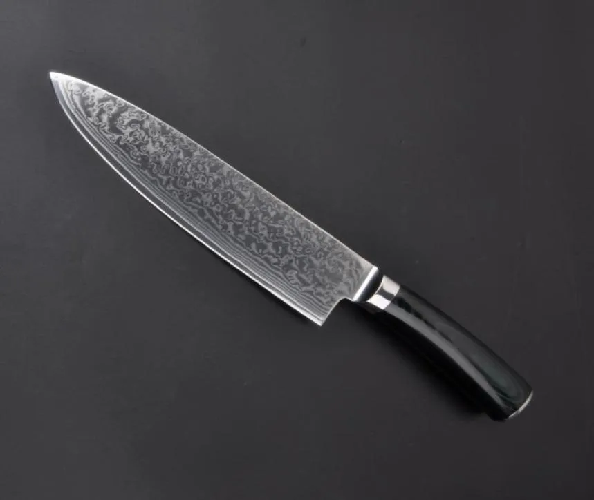 67layer VG10 Damascus Steel Chef 8 pouces Damas Kitchen Couteaux Damas High Quality Vg10 Japanese Steel Chef Micarta6236119