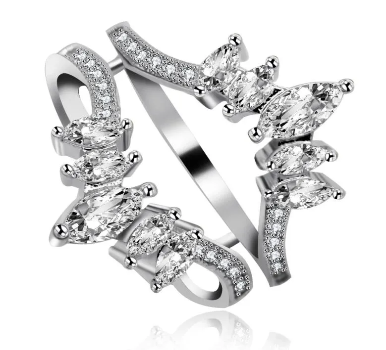 925 Sterling Silver Marquise Cut Cubic Thriconia Wedding Pierścionka dla kobiet biżuteria z okazji zaręczynowej mody Y5309595489