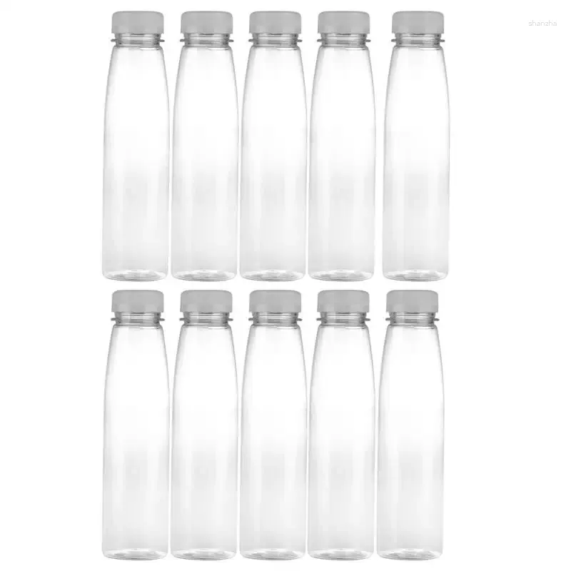 Opslagflessen 10 stks 330 ml lege containers Pet Plastic drank Drinkflessen Jar met deksels (willekeurige kleurdoppen)