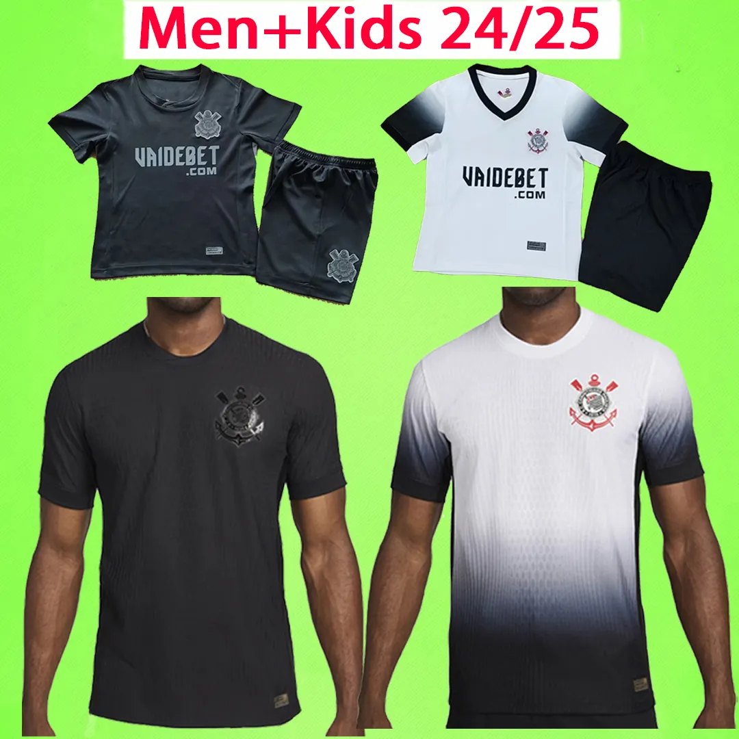 2024 2025 Corinthian Soccer Jerseys black Kids Kit Ronaldo GABRIEL 24 25 football shirt boys home away ALBERTO VERA MAYCON CORONADO MOSCARDO GIL LUAN R.AUGUSTO Men set