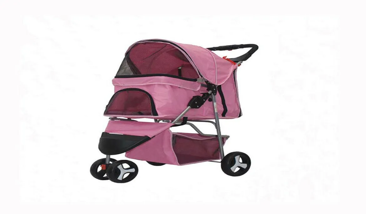 Pet Stroller Cat Dog 3 Wiel Jog vouwen lichtgewicht reizen Breathable Carrier4194543