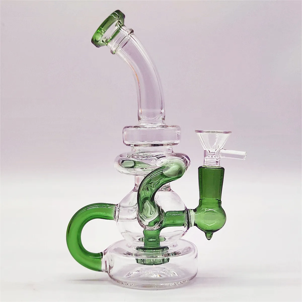 8 pouces Green Glass Water Pipe Heady Bong Dab Recycler Recycler Neo Fab Slit Hubpipes Bongs Smoke Pipes 14,4 mm Joint femelle avec bol ordinaire portable entrepôt américain