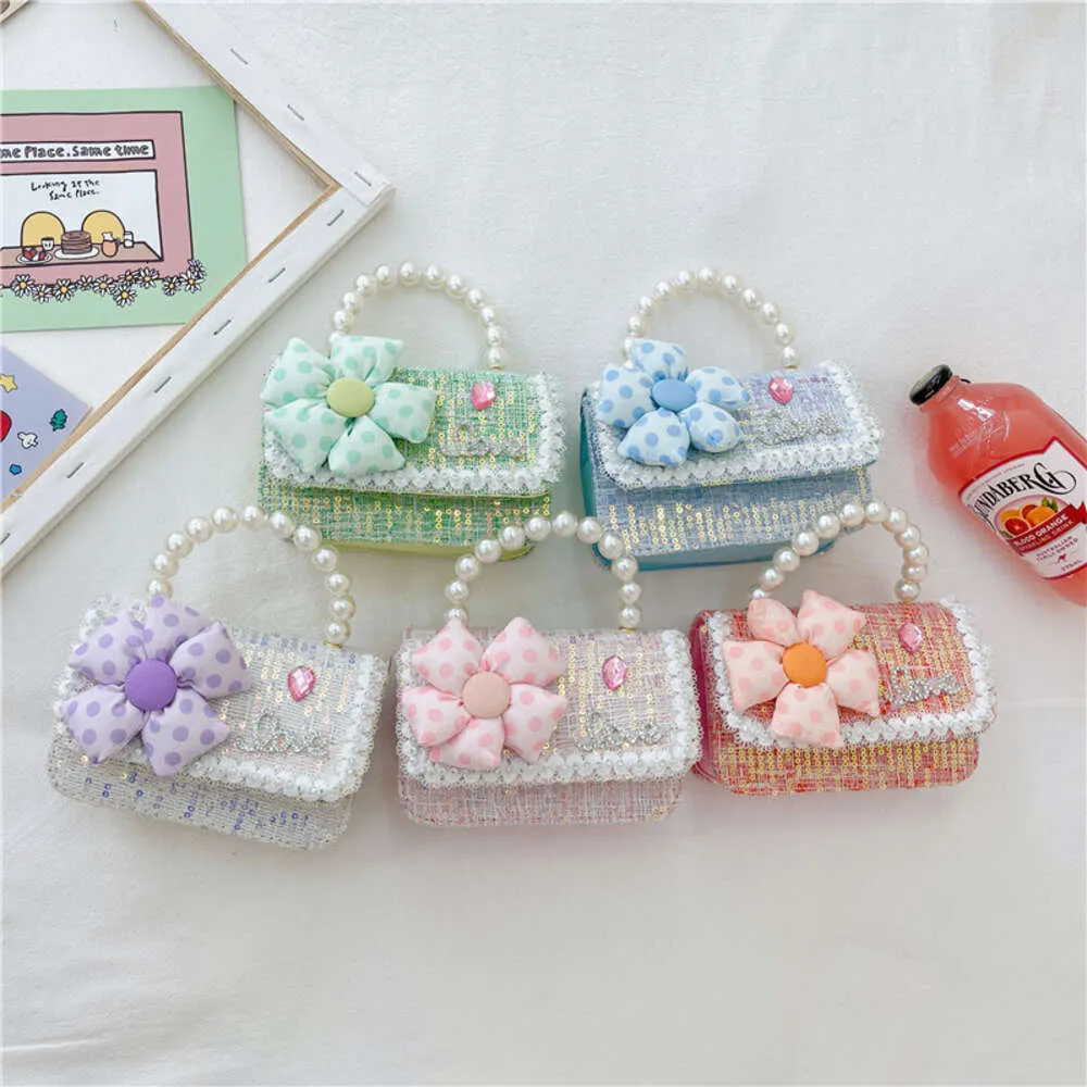 New Fashionable Children's Women's Glitter Crossbody Bag Korean Edition Pearl Handbag Little Girl Zero Wallet 78% factory wholesale