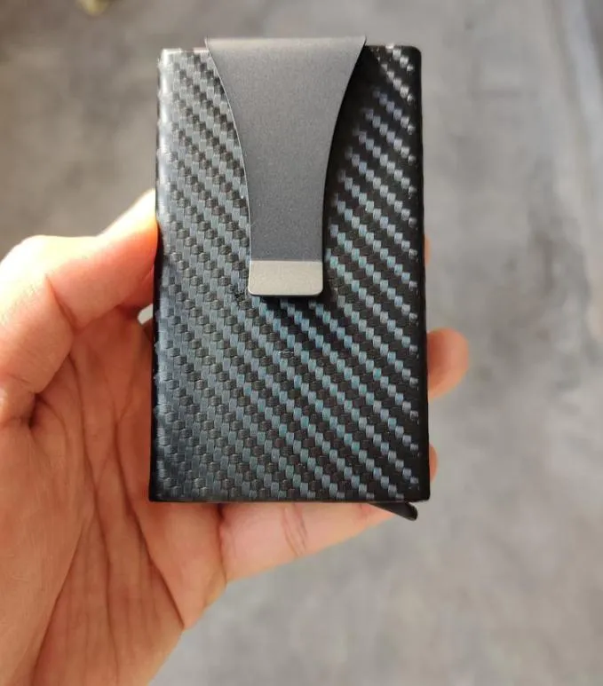 Korthållare Buisness Holder Carbon Fiber Metal Wallet Automatisk Case Designer Up RFID Cardholder3260591