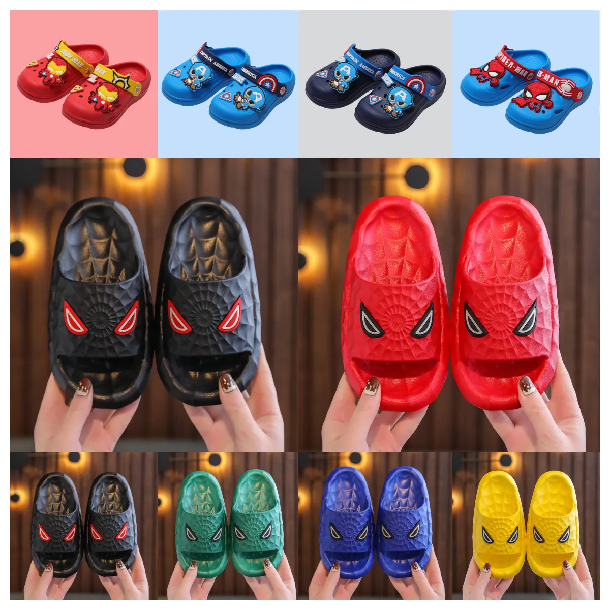 Neue Luxusdesigner Anti Slip Soft Soled Pantoffeln für Haushaltsjungen Sandalen für Kinder Innens Sommer Eltern-Kind-Sandalen