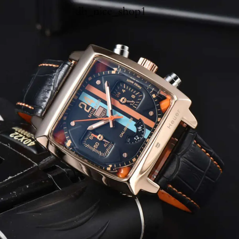 Tag Heure Watch Original Watch Mens Watch Monaco Caliber Gulf Movement смотрит, как настоящие кожаные бретельные часы Chronograph Luxury Watch 9854 Tag Watch