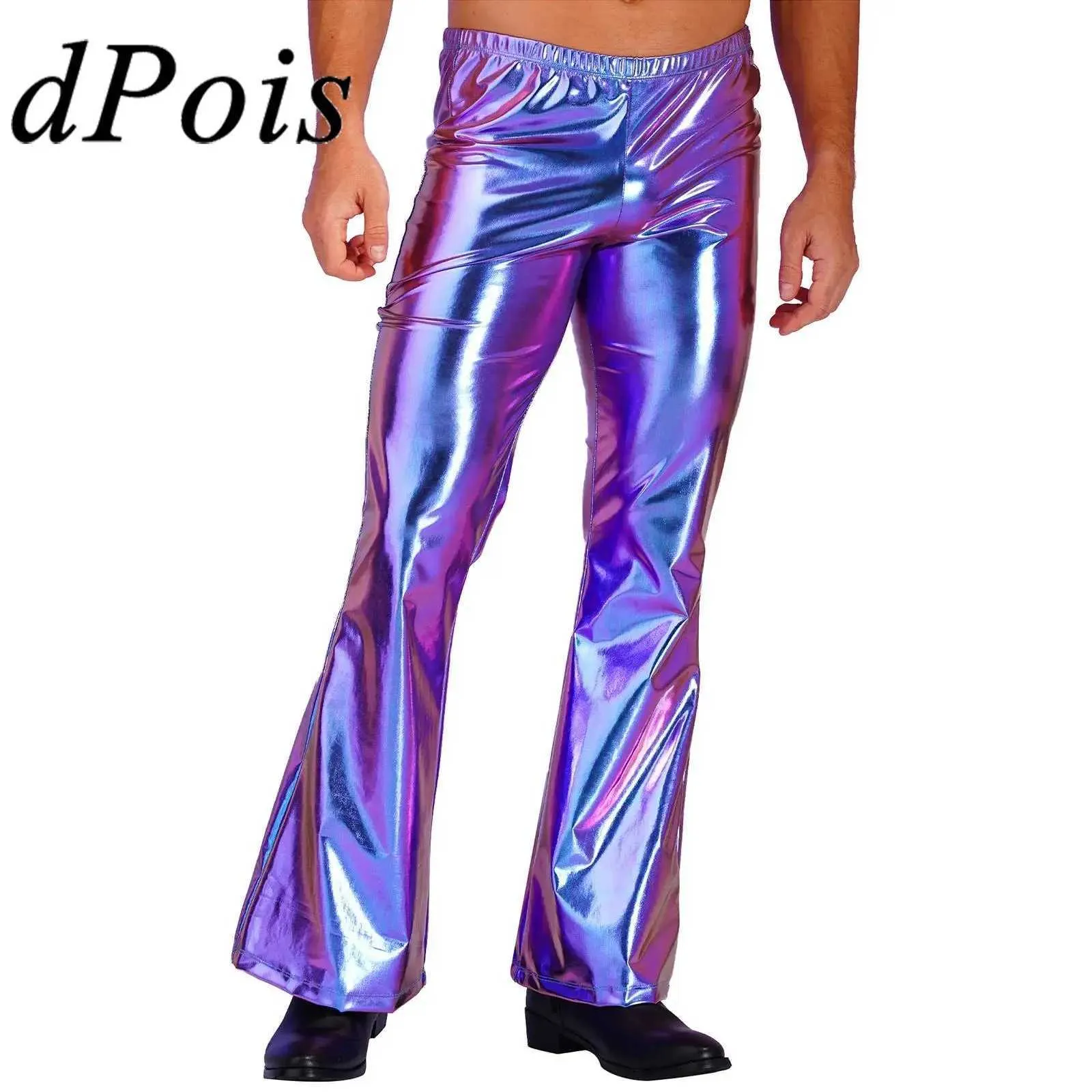 Herenbroek Heren Sparkling Metal Sparkling Disco Pants Bell Bottom Bodem Broek Bodem Heren Kleding Mens Spoulning broek broek Touchling Club Clothingl2405