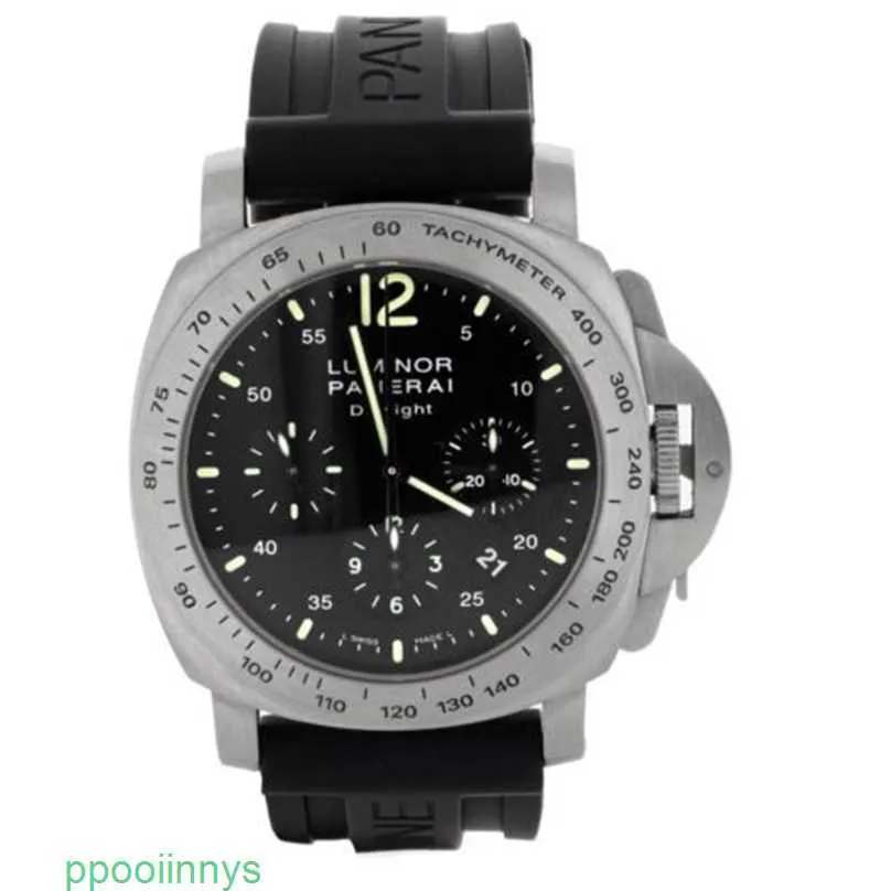 Lumineuse montre panerei Regères submersibles Chronographe Automatique Montre à bracelet Paneraisiss Luminors Chrono Sunshine en acier inoxydable Cadran noir 44 mm Pa RMF4