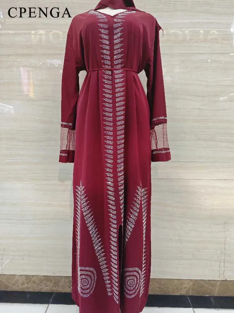 Etniska kläder Deluxe Dubai Diamond Muslim Women Modest Dress Elegant Arab Women Pannband Abaya 2024 Islamiska Long Slave Trkiye -kläder T240510