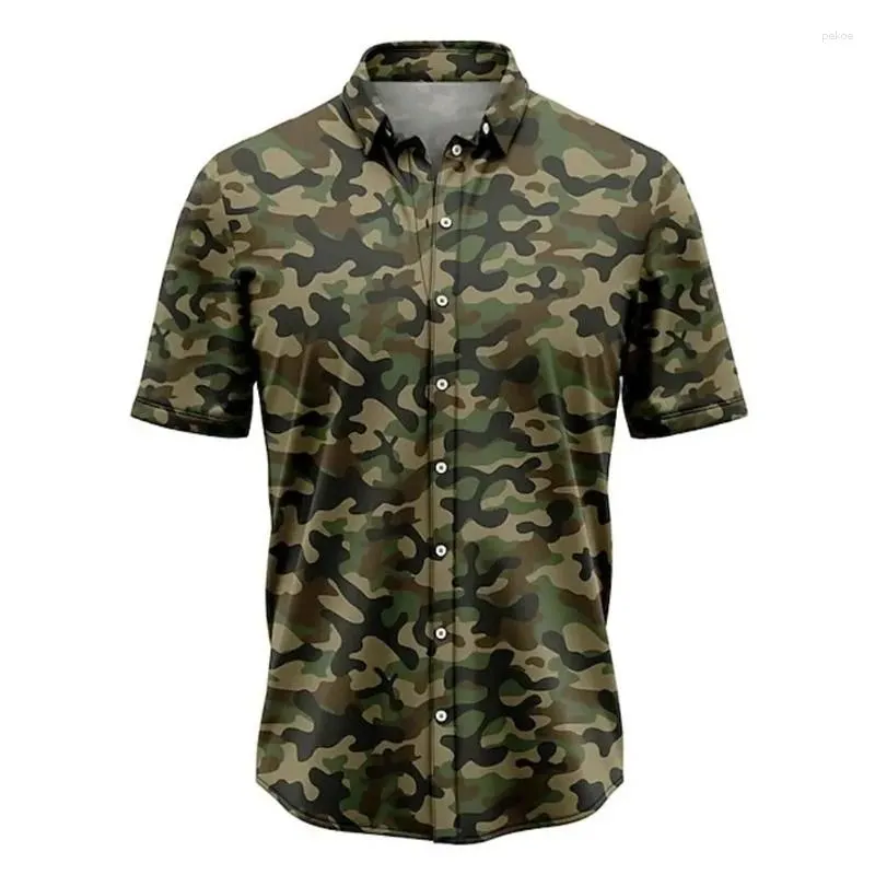 Camicie casual maschile Stampa mimetica militare per uomini Topi tattici di strada per camicetta di strano di veterano per veterano per uomo.