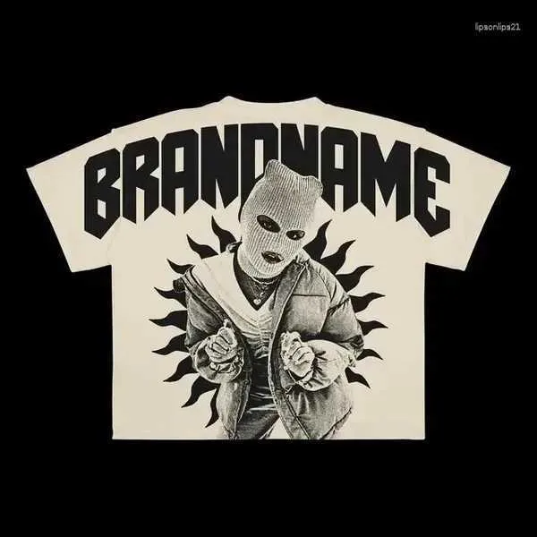 Męskie koszulki y2k harajuku koszula mężczyzna Hip Hop Gothic Graphic Print Oversizezed Cotton Tshirt Punk krótkie rękawowe tope