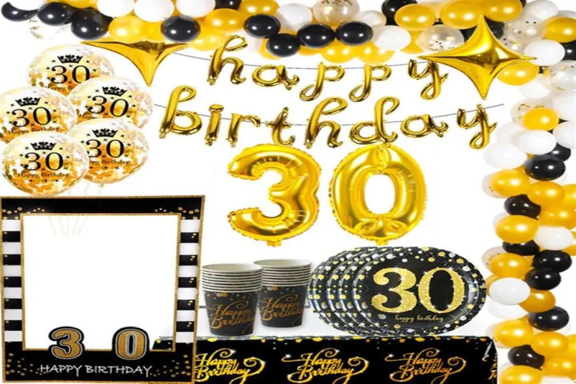 Weigao Goldblack 30. urodziny balony lateksowy balon dorosły trzydzieści 30 konfetti Ballons Happy 30 Balls Globos Supplies 327C6424242
