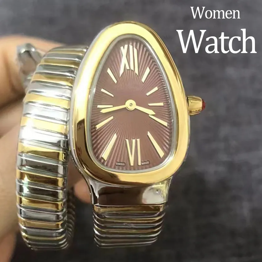 orologi Lady Designer orologi di orologi di lusso Orologi di alta qualità da donna Snake Orologi da 20 mm in acciaio inossidabile orologio oro