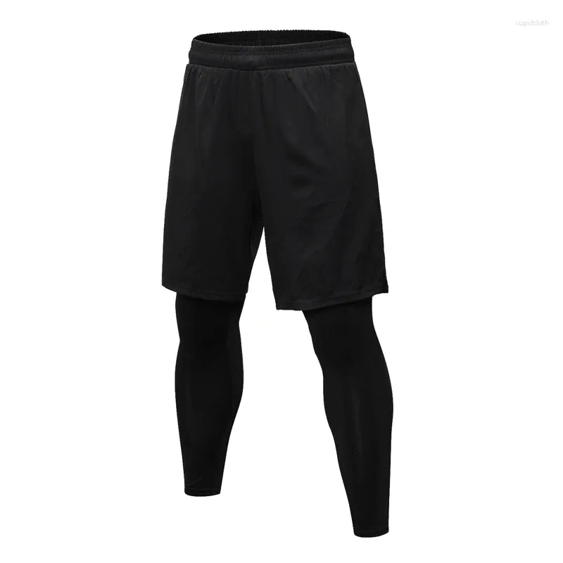 Pantaloni maschili 2024 estate 2 pcs compressione maschile per levamenti di leggings alla sola cornice con cortometraggi da jogging con tasca