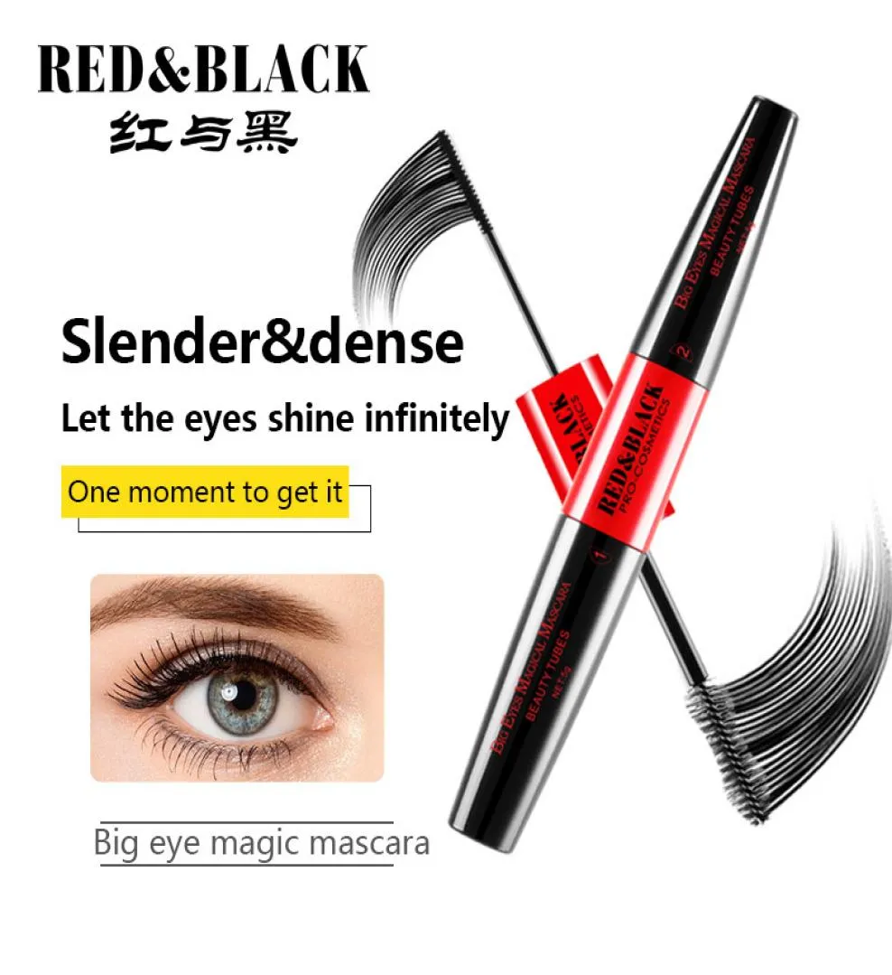 Rotblack New 4D Seidenfaser Wimpern Mascara wasserdichte 3D -Wimperntusche für Wimpernverlängerung Dicke Verlängerung der Augenwimpern Kosmetik 9050140