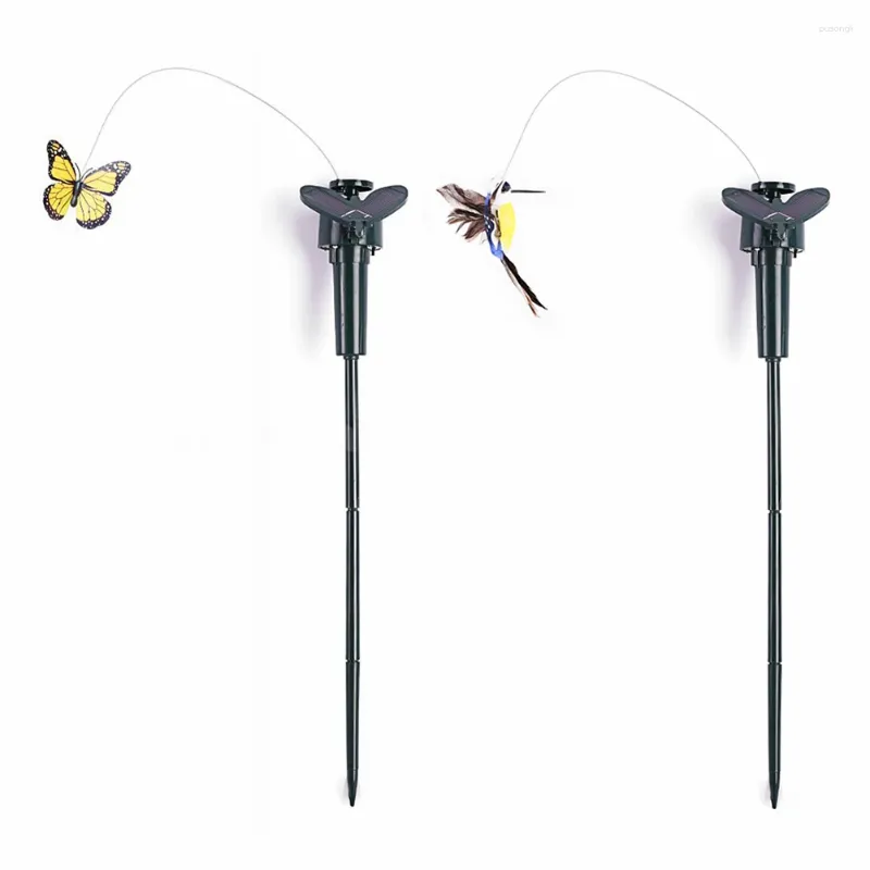 ガーデンデコレーションソーラー駆動の人工空飛ぶ蝶蝶ハミングバード芝生ステークヤードアートウェディングデコレーション飾り