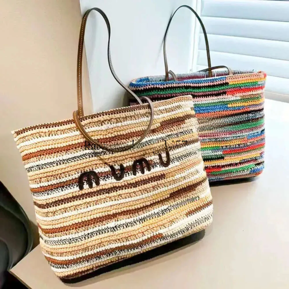 Miumiubag Fashion Shoulder Bag Raffias Large Designer Tote Bag Luxury Weave Summer Travel Crochet Beach Bag Womens Crossbody City Handba 744