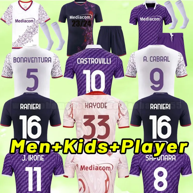 23 24 ACF Fiorentina Soccer Jerseys 2023 2024 Callejon Erick Florence Jersey Malcuit Vlahovic Milenkovic C.Kouame Chiesa Men Football Shirts Barn Child Adult