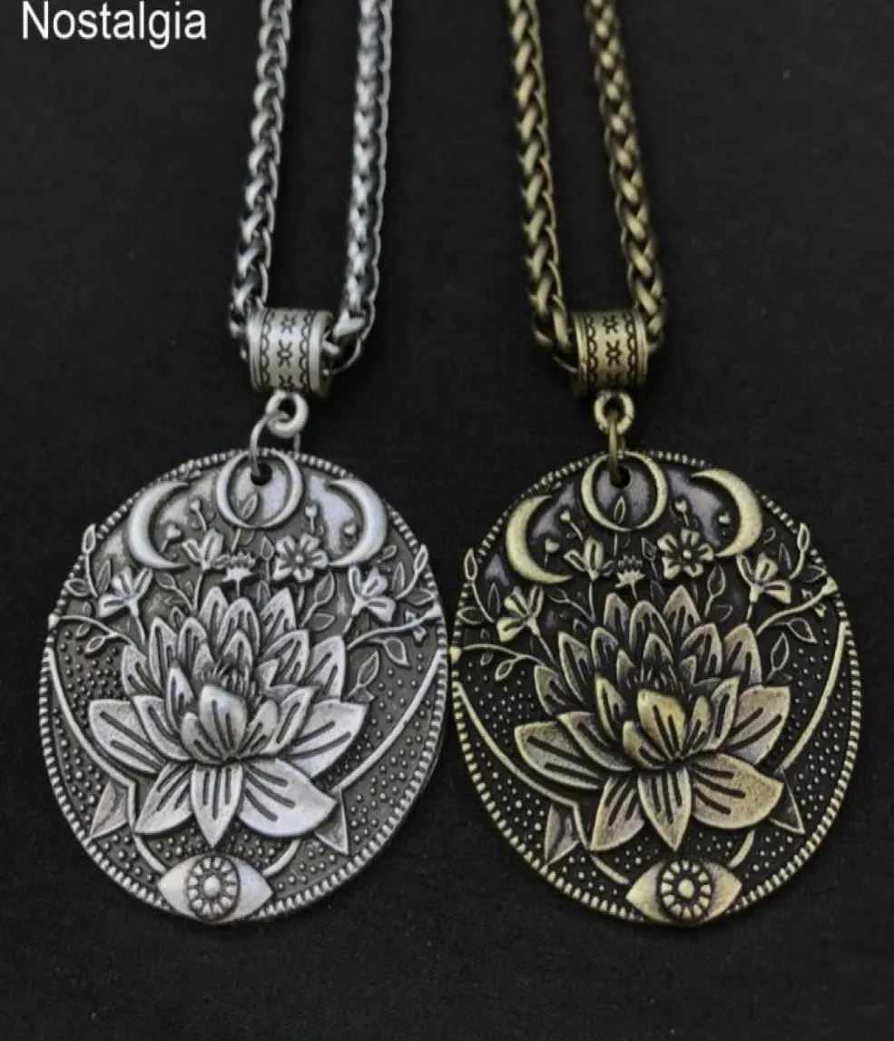 Bijoux spirituel karma bouddha wiccan lotus fleur wicca lune collier masculin accessoires sorcellerie sorcière juive 3161775