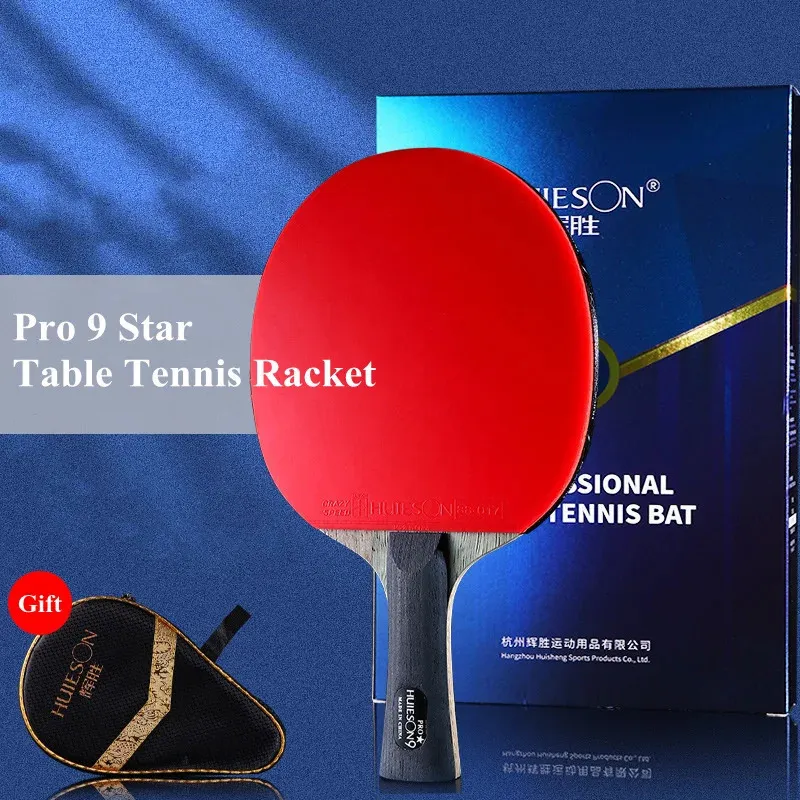 HUIESON PRO 9 -Sterne -Tischtennis Schläger 7PLY -ALC -Doppelpickelgummi -Ping -Pong -Paddel -FL CS -Griff mit Hülle 240422
