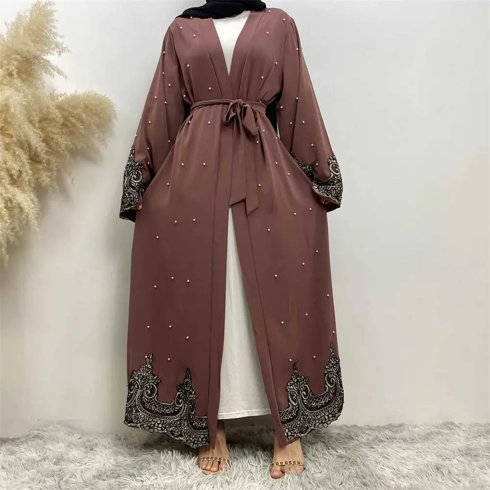 Etniska kläder blygsamma Abaya Ramadan Dubai Robe Femme Musulmane Turkiet Kaftan Islamiska kläder Muslim för kvinnor Kimono Caftan Marocain Cardigan T240510VAH2