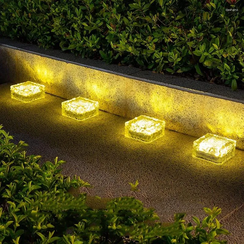 Décorations de jardin Decoration de lampe à glace carrée claire solaire