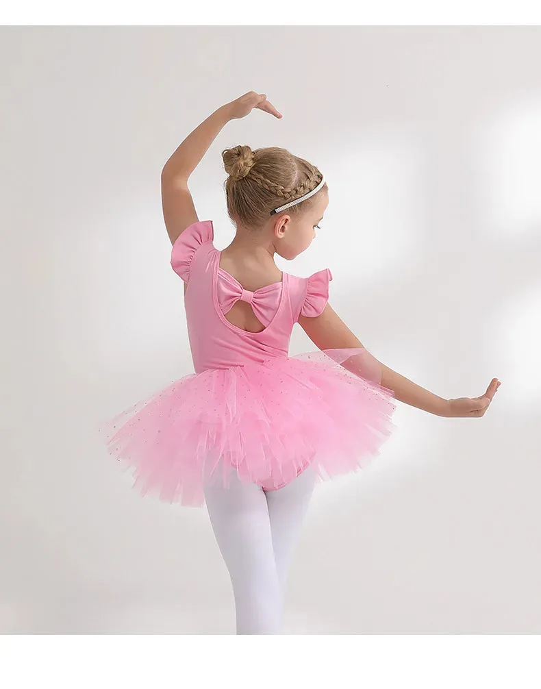 Children pink blue white lace ballet performance clothing