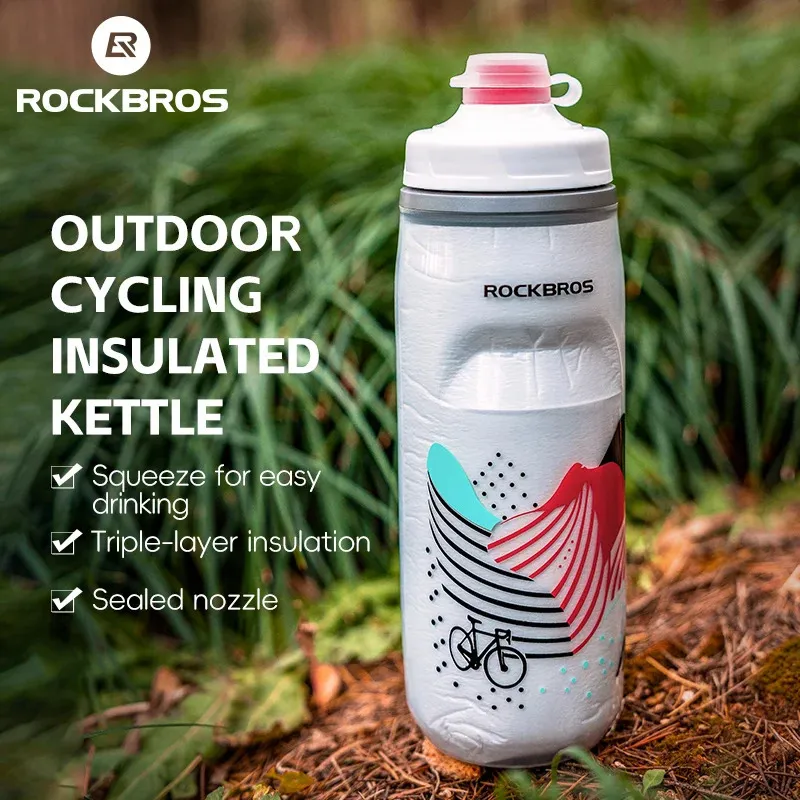 Rockbros Circulat Water Bottle 620 ml Capacité Bicycle d'isolation Bouteille de refroidissement Bouteille d'eau Outdoor Sports et Fitness Accessoires de vélo 240506