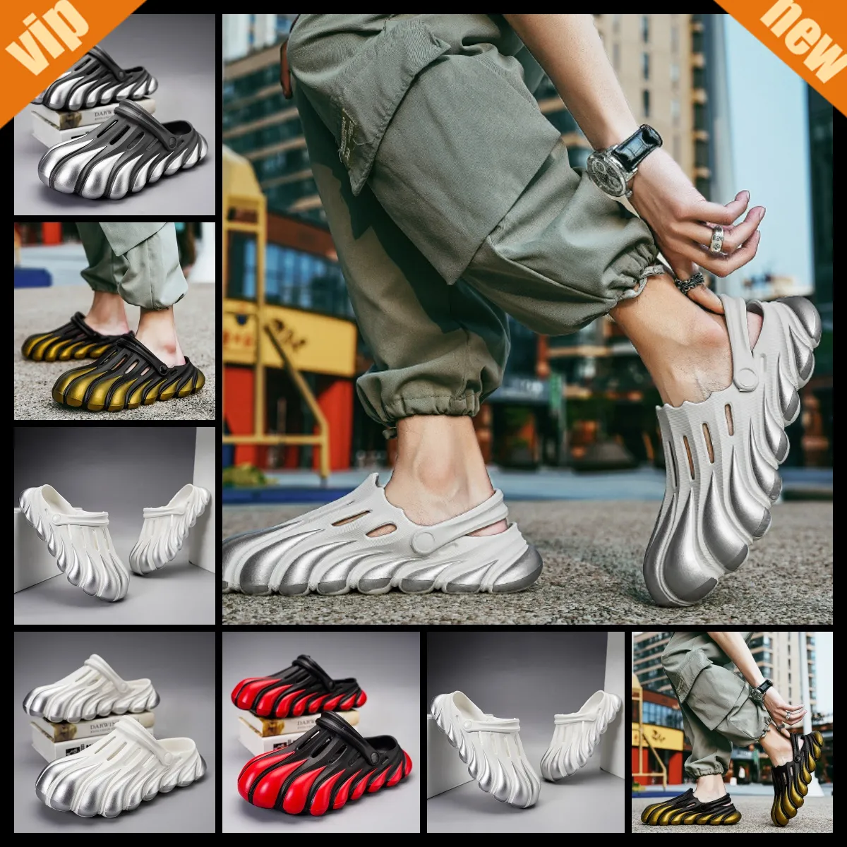 Painted Five Claw Golden Dragon EVA Hole Shoes with a Feet Feeling Thick Sole Summer Beach Breathable Slippers COOL SUMMER daily non-slip new male fashion eva cool red