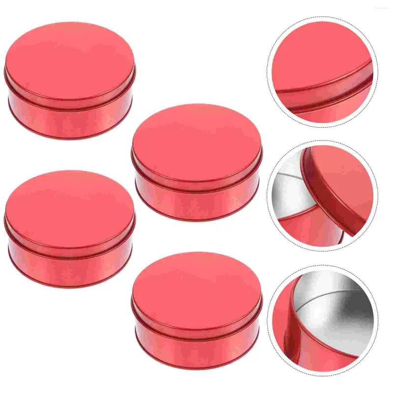 Förvaringsflaskor 4 datorer Biscuit Box Candy Cookie Wedding Tom Tins Bakery With Lid Christmas Lids