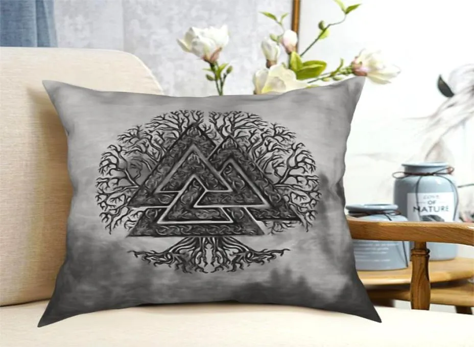 CushionDecoratief kussen Valknut en boom des levens