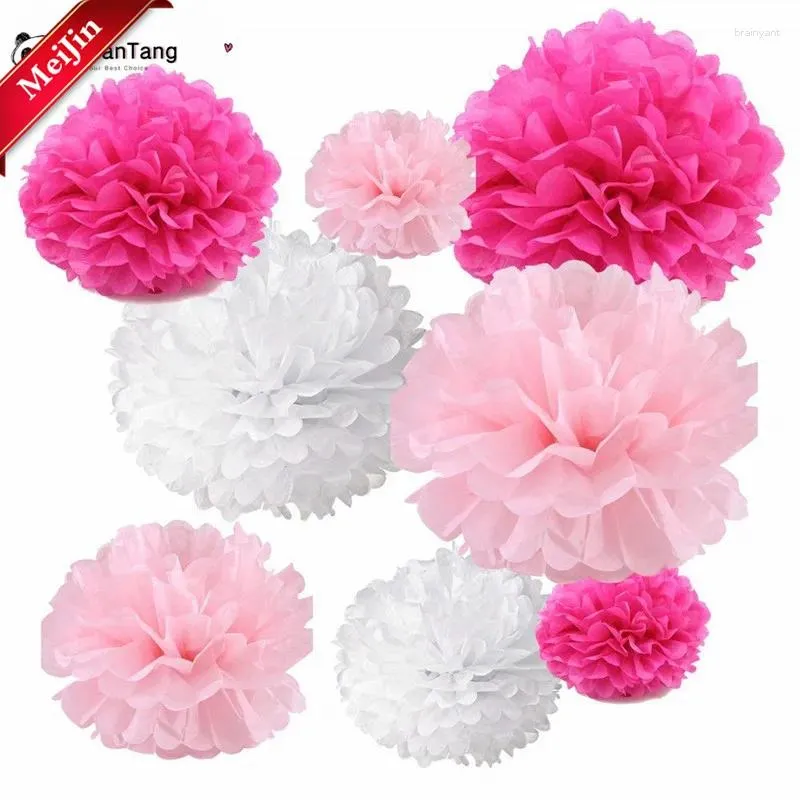 Fleurs décoratives 15/20 cm Papet de tissu pompoms décoration de mariage balle baby shower anniversaire pom pom emballage pour 5Z