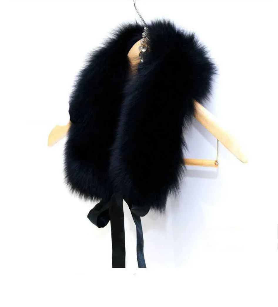 Faux Pur Collar Women Winter Fashion Ladies Brand de luxo Fake Fox Fur Schalf Shawl e Stoles Feminino 52cm Black White H09232335095