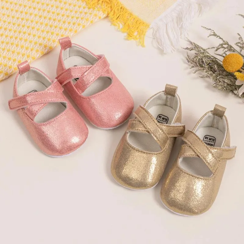 First Walkers Kidsun Spring Baby Girls Chaussures Soft Sole Anti Slips Cross Ballet Born Born Préwalker Princess Marid Robe