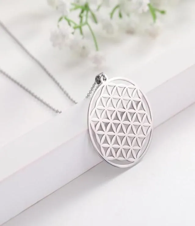 Pendant Necklaces EUEAVAN 10pcs The Flower Of Life Pattern Melon Clasp Circle Necklace Stainless Steel5792425