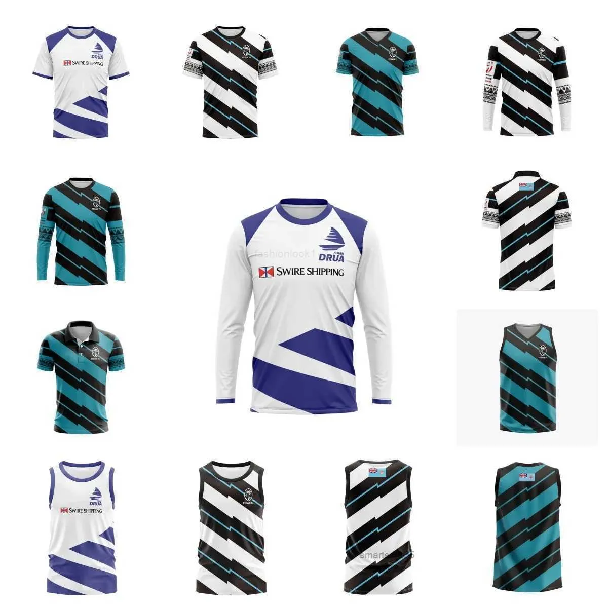 2023 Fidschi 7S Home/Away Rugby Jersey Rugby Langarm Sporthemd Weste Top -Qualität kostenlose Lieferung
