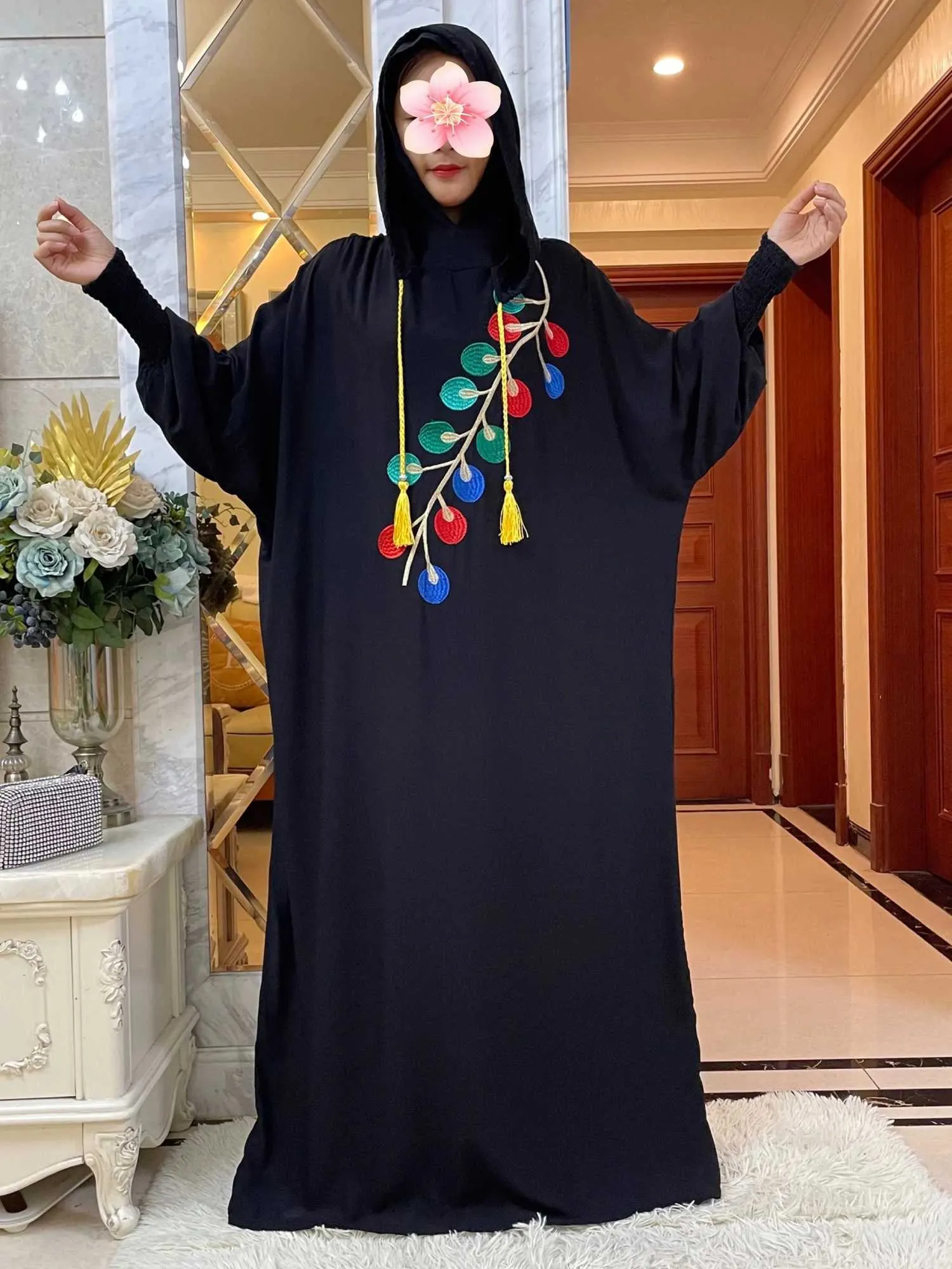 Roupas étnicas 2024 Novo Ramadã Muçulmano Dois Haps Abaya Dubai Turquia Islã Roupos de oração 100% algodão Batwing Slve vestidos Islã Mulheres Kaftan T240510