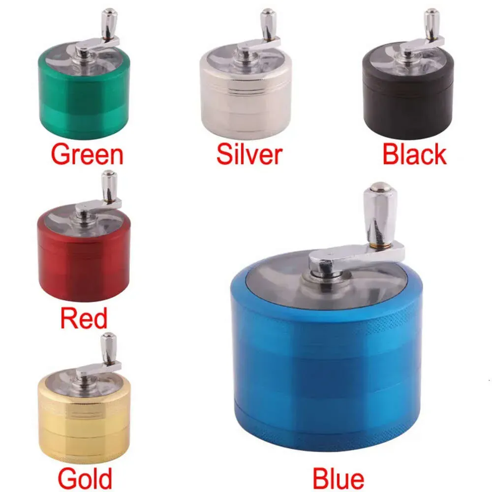 UPS Smoking Hand Crank Tobacco Herb Grinder 4 Layers 63mm Large Zinc Alloy Grinders Cigarette Spice Crusher with Handle Sharpstone Z 5.11