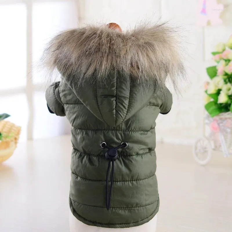 Vestuário para cães roupas de estimação de casaco de casaco de algodão colarinho de puplo de inverno com dois pés de cintura quente e grossa