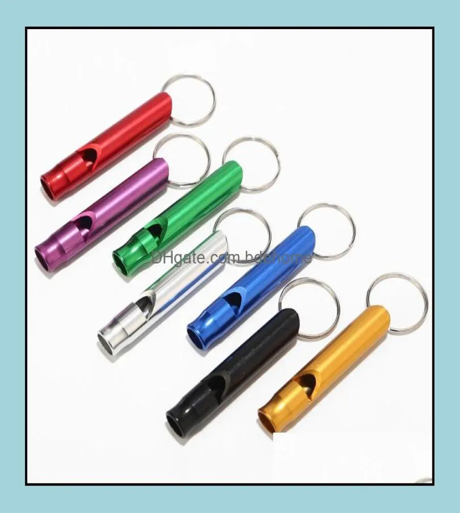 Utomhusprylar Vandring och Cam Sports Outdoors Aluminium Alloy Whistle Keyring Keychain Mini för akutöverlevnad Säkerhet Sport HU8467727