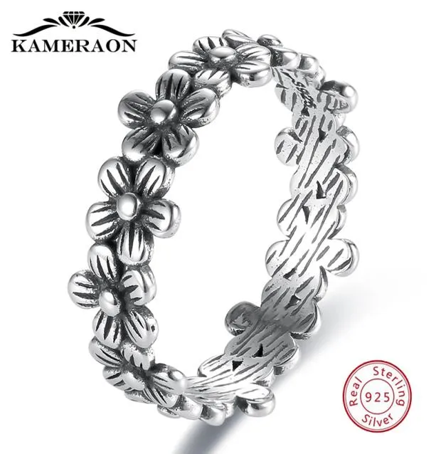 Fijne sieraden 925 Kleine madeliefjes Ring For Women Flower Vintage Processing Real Sterling Silver Boho Accessoires Minimalism Jood9911260