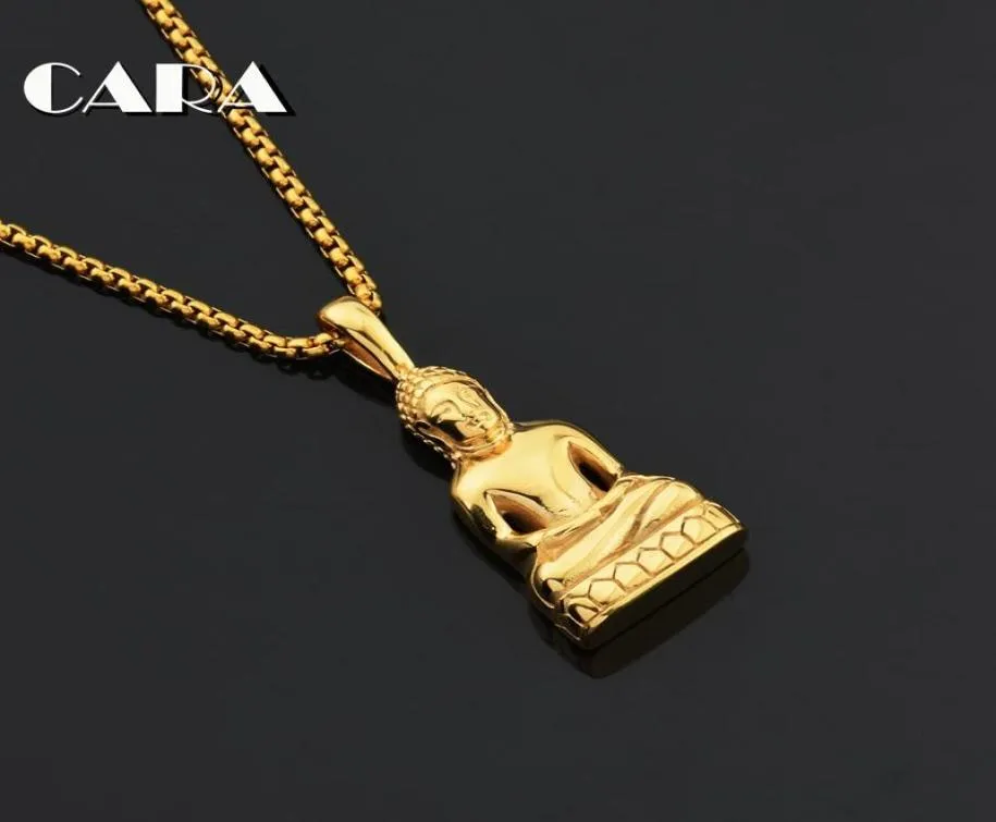 Buddha Anhänger Halskette für Menwomen Charms Buddhismus Schmuck 316L Edelstahl Gold Farbkette CAGF0436 Halsketten7929687