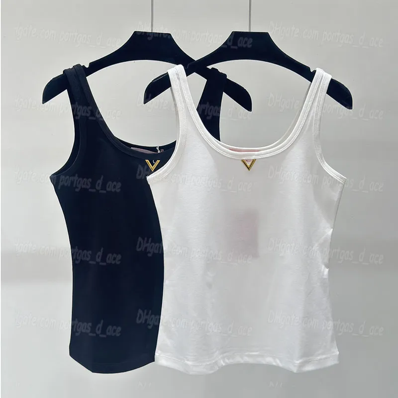 Designer vrouwen gebreide singlets tanktops mouwloze witte singlet tanks luxe witte zwarte tanks zomer sim fit vest