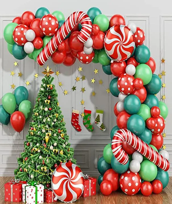 Weihnachtsfeier -Lieferungen Ballon Set Crutches Candy Aluminium Film Ballondekoration Neujahr Arch1857404