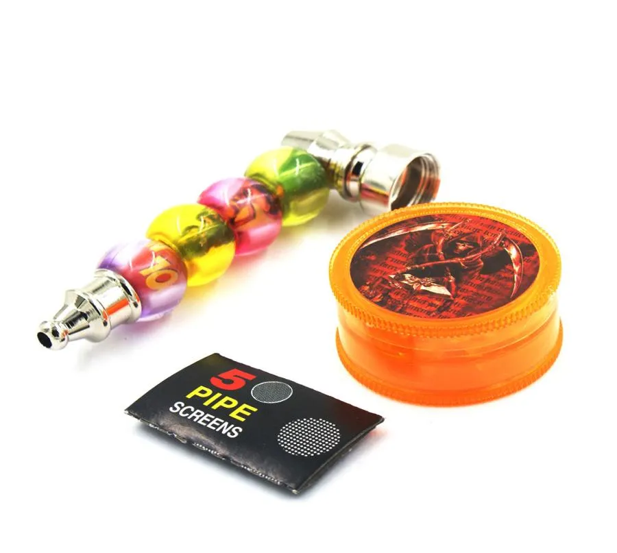 Bob metal grinder set plastic and tobacco for dry herb with 5 pipe screens 2 type2343285