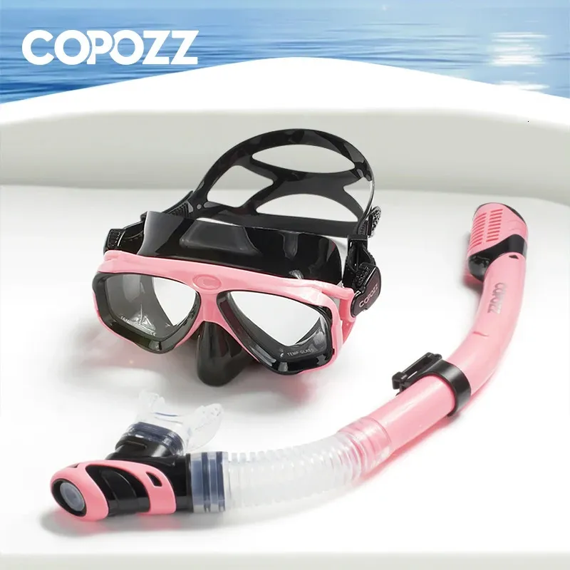 Copozz Professional Diving Scuba Mask Fog gratis opblaasbare duikmoesmuur gesloten Duiktempered Glass Goggles Heren Goggles 240506