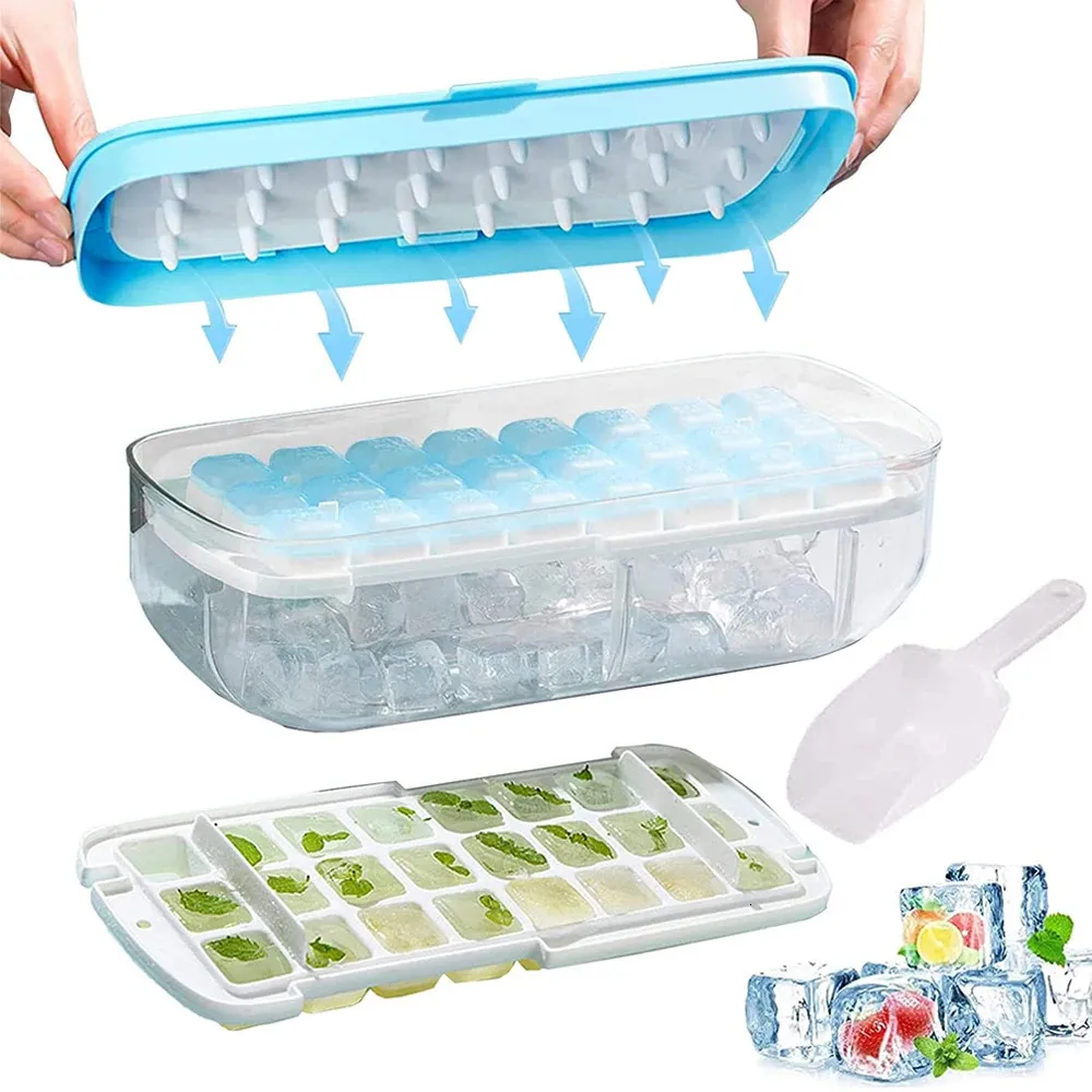 Type de machine de pression Type de glace Machine Machine Silicone Tray Making Moule Boîte de rangement créative avec couvercle Cube Cube Bar et cuisine petits outils 240510